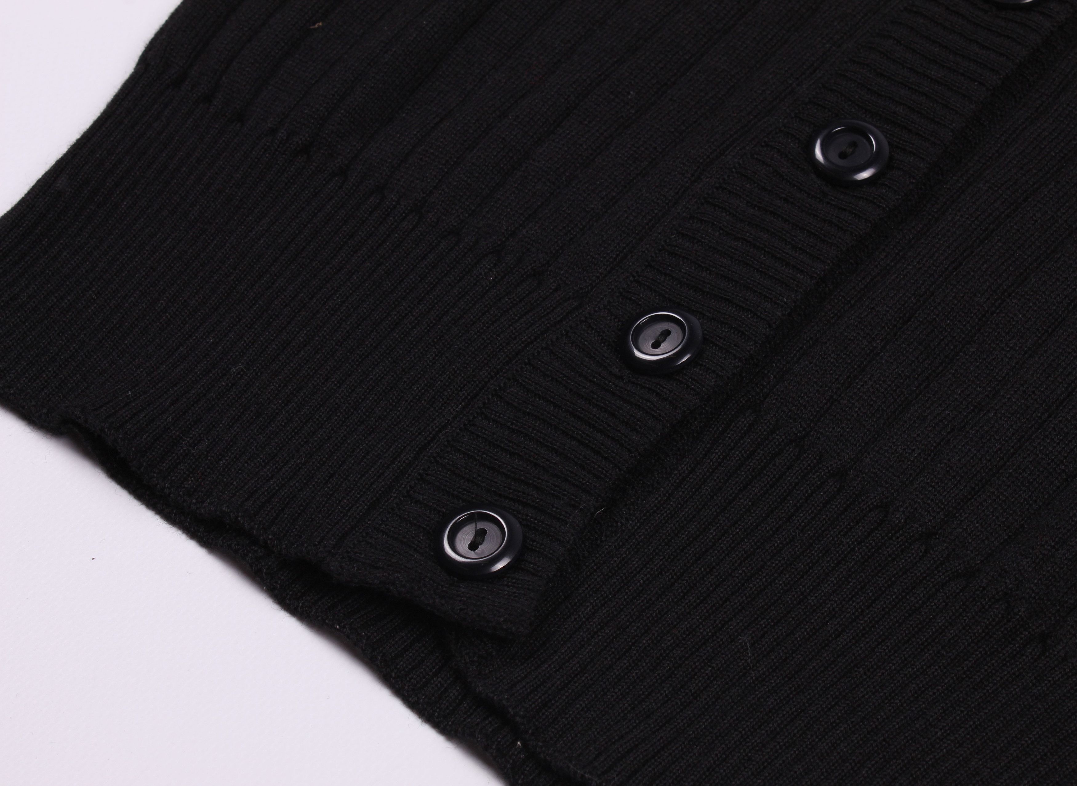 Wolford Vintage Wolford Black Rib Knit Short Sleeve Wool Cardigan Size M / US 6-8 / IT 42-44 - 8 Thumbnail
