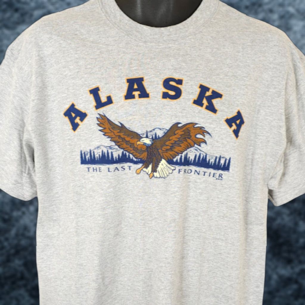 Hanes VINTAGE Alaska Bald Eagle T Shirt Mens Size Large Gray 90s Last Frontier Nature Hanes Crew Neck Cotton Blend Short Sleeve T-Shirt 90s Mens Size US L / EU 52-54 / 3 - 1 Thumbnail