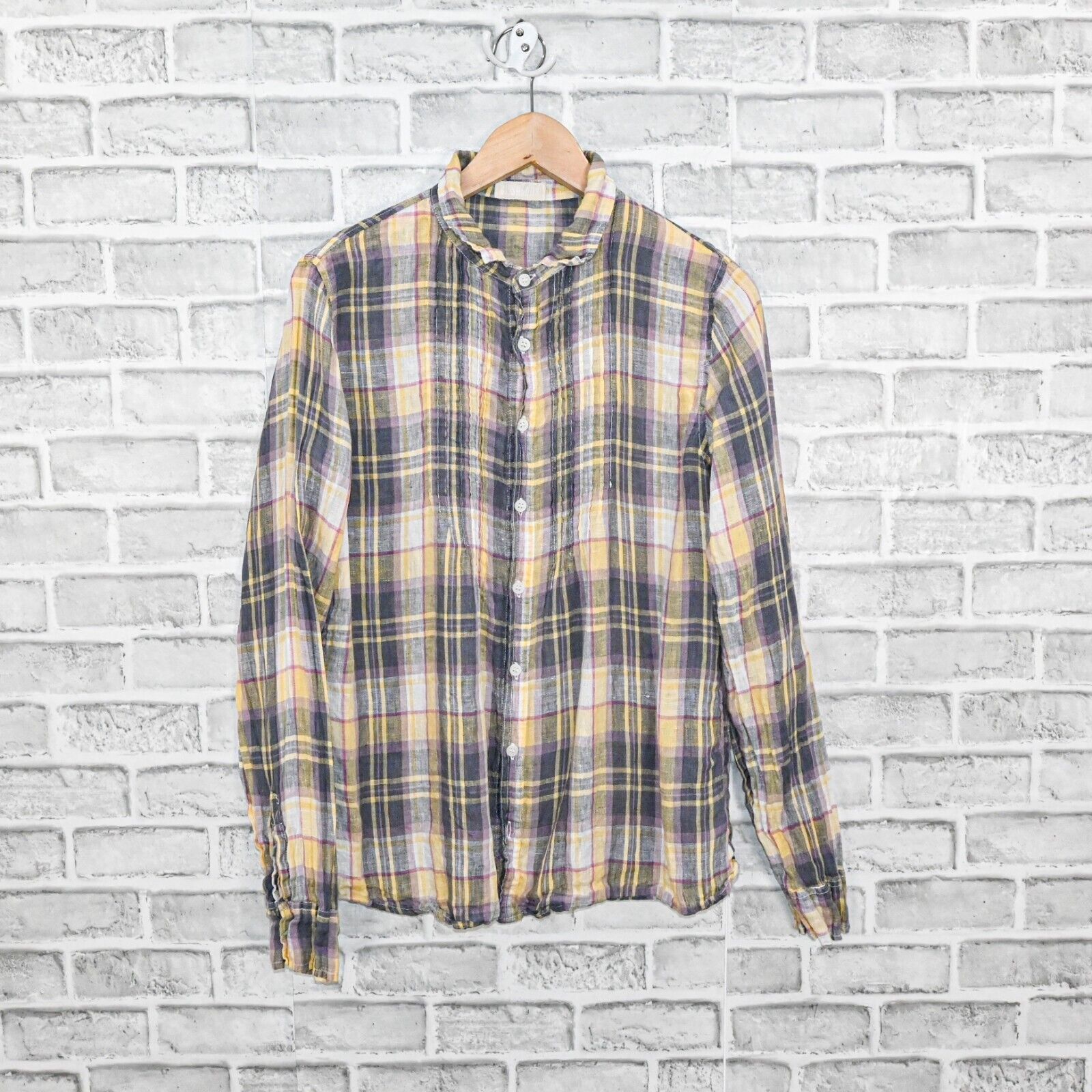 CP Shades CP SHADES Linen Button up Shirt pleaded front plaid Medium Size M / US 6-8 / IT 42-44 - 6 Thumbnail