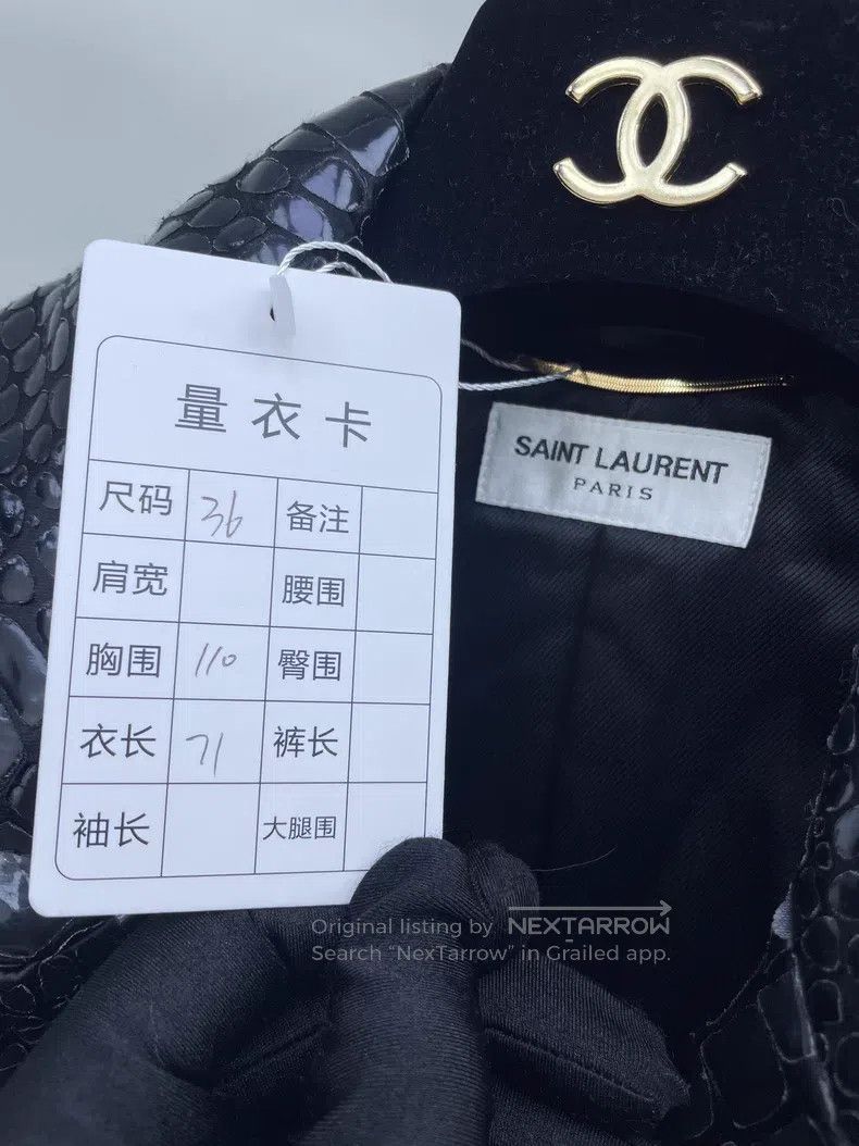 Saint Laurent Paris Saint Laurent Paris Black crocodile pattern leather coat Size XS / US 0-2 / IT 36-38 - 6 Thumbnail