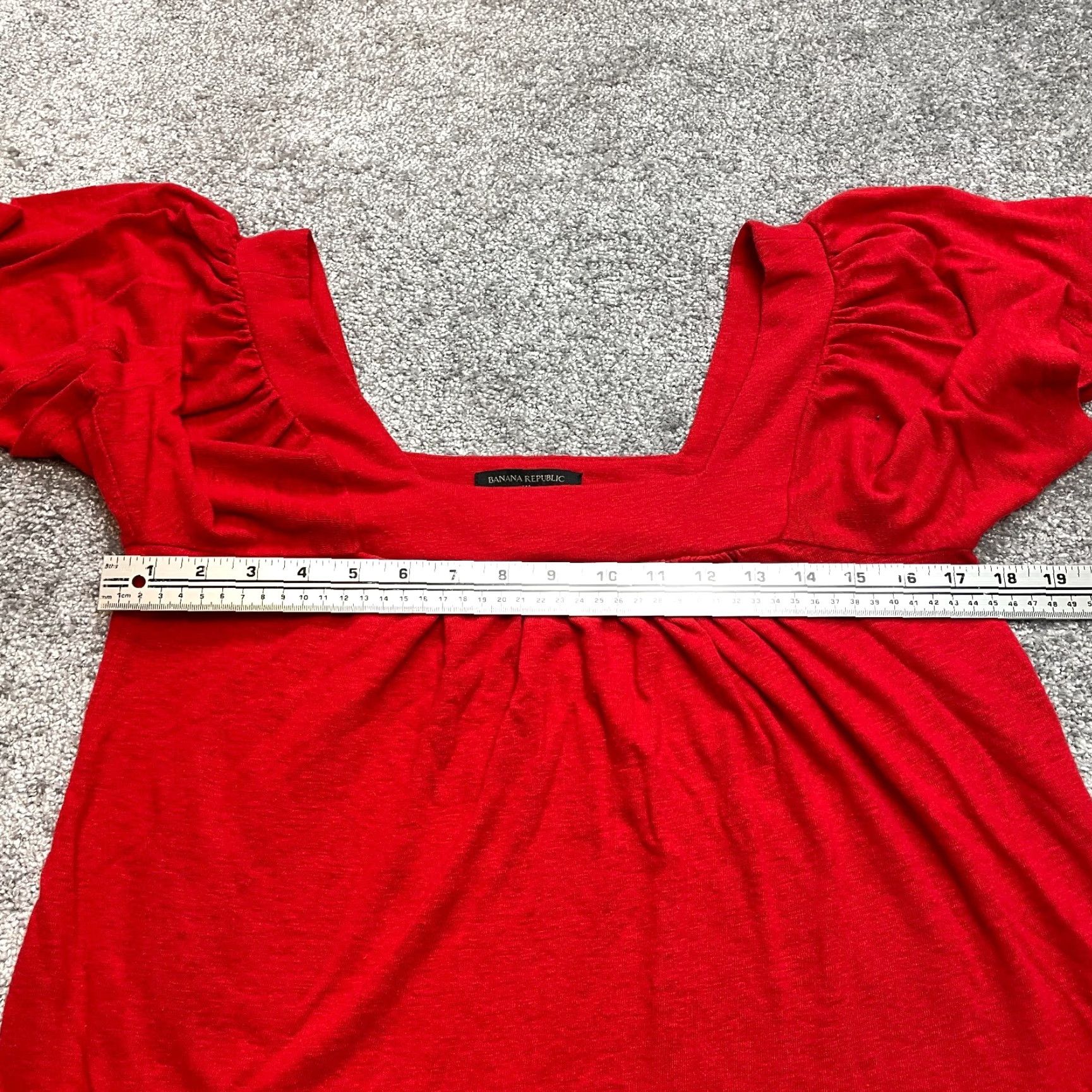 Banana Republic Banana Republic Shirt Womens S True Red Square Neck Linen Short Sleeve OLX Size S / US 4 / IT 40 - 4 Thumbnail