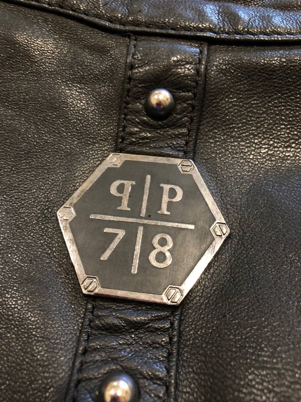 Philipp Plein Philipp Plein 's Black Leather Bomber Jacket Size US L / EU 52-54 / 3 - 6 Thumbnail