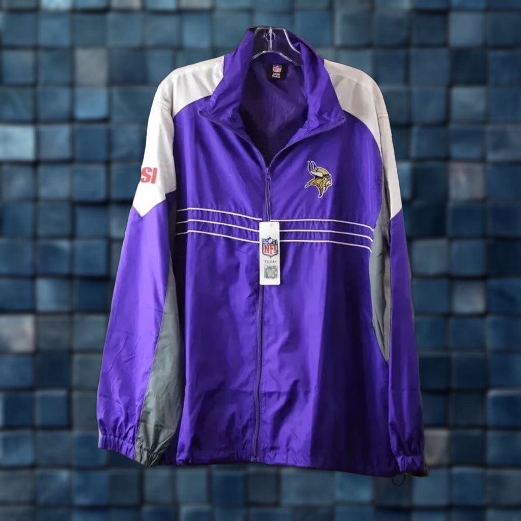 NFL NFL Team Apparel Jacket Men XL Purple Minnesota Vikings Windbreaker Mens Size US XL / EU 56 / 4 - 1 Thumbnail