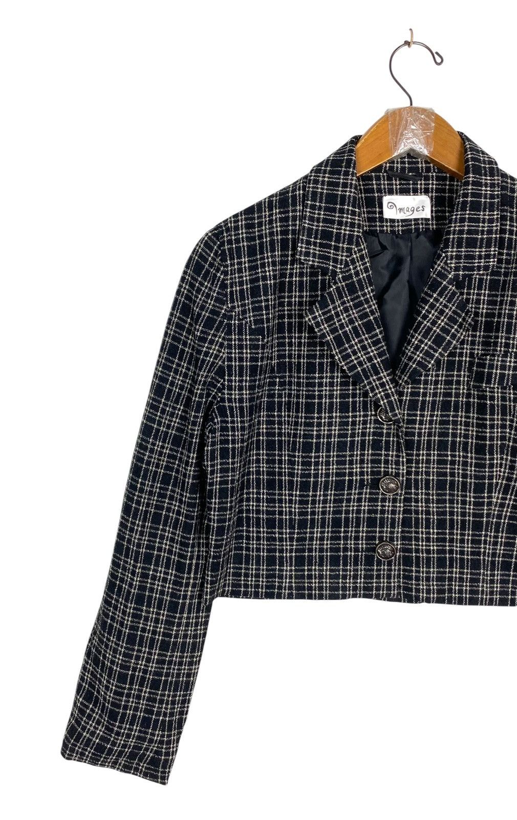 Vintage Rare‼️ Vintage Image Black and White Plaid Cropped Wool Size M / US 6-8 / IT 42-44 - 2 Thumbnail
