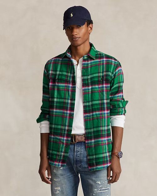 Polo Ralph Lauren Polo Ralph Lauren Classic Fit Suede-Patch Plaid Workshirt Size US XL / EU 56 / 4 - 2 Thumbnail