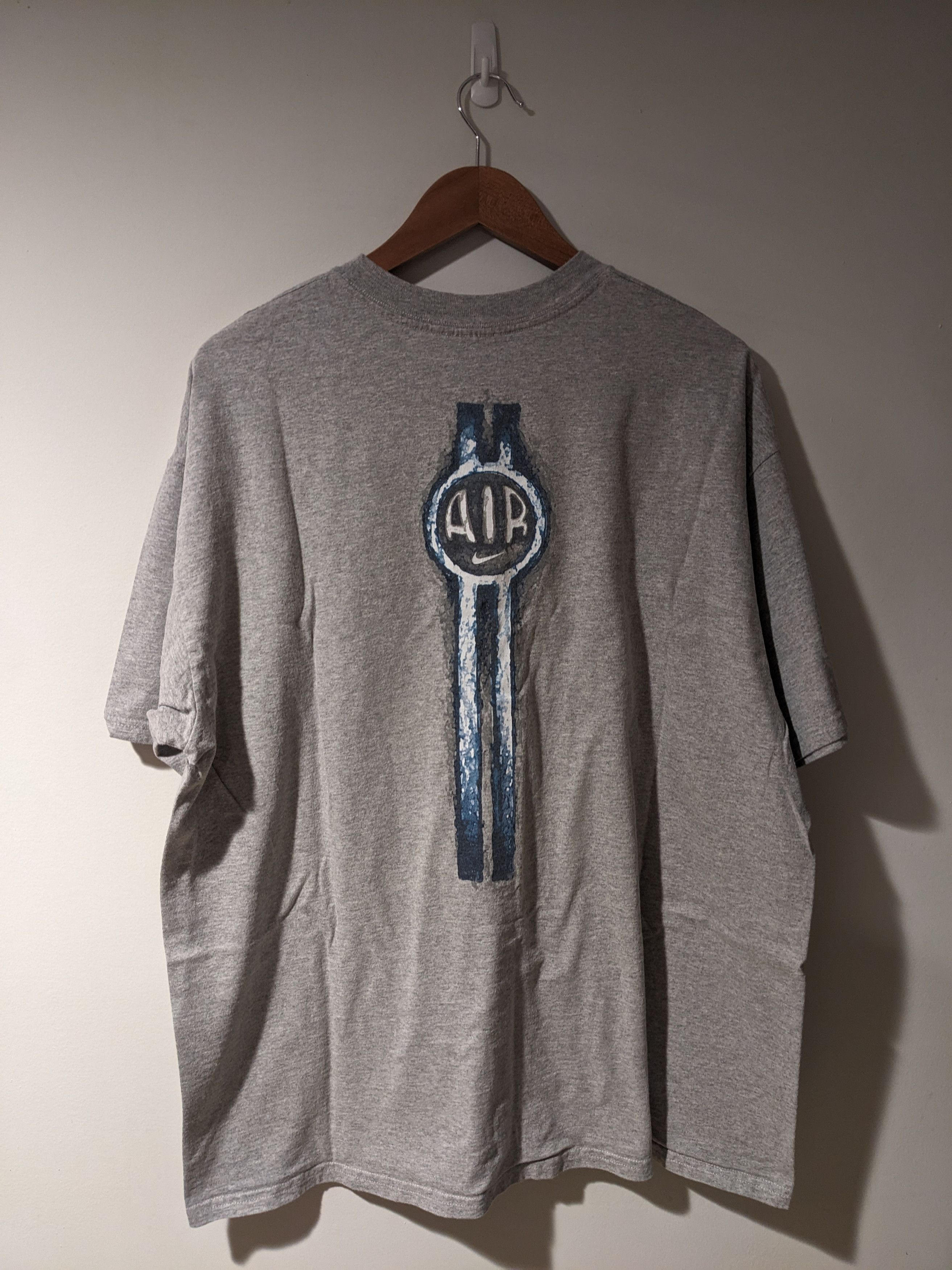 Nike × Vintage Vintage 90s Nike Air Swoosh Check Gray X-Large T-Shirt Size US XL / EU 56 / 4 - 1 Thumbnail