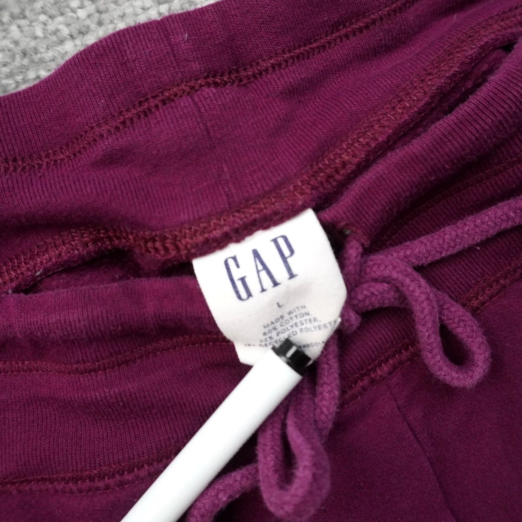 Gap GAP Sweatpants Purple Athletic Drawstring Logo Womens Large 32x28 Regular Tapered Pockets Joggers Size 36" / US 14 / IT 50 - 3 Thumbnail