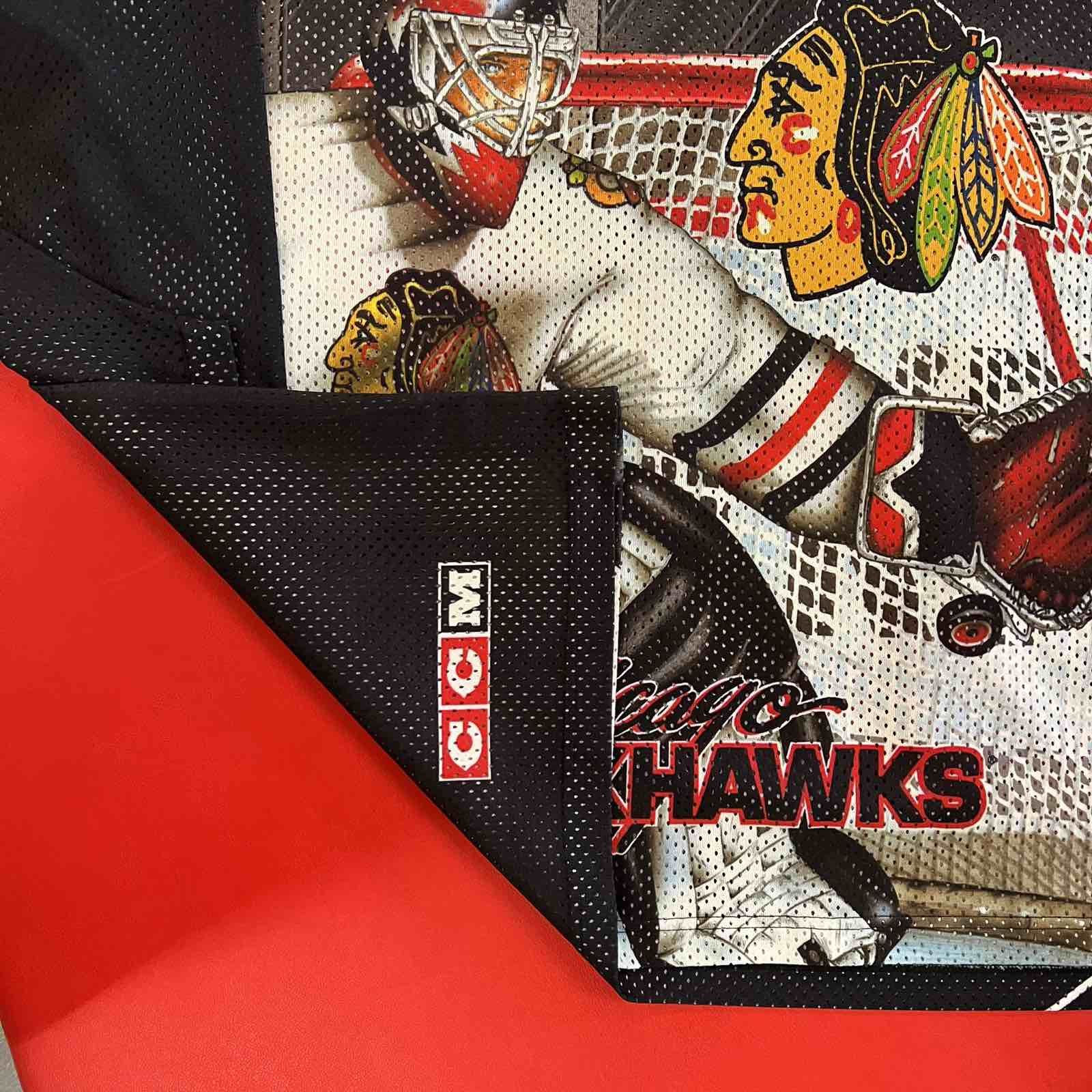 Ccm Vintage 90s Chicago Blackhawks All Over Print Hockey Jersey Size US XL / EU 56 / 4 - 4 Thumbnail