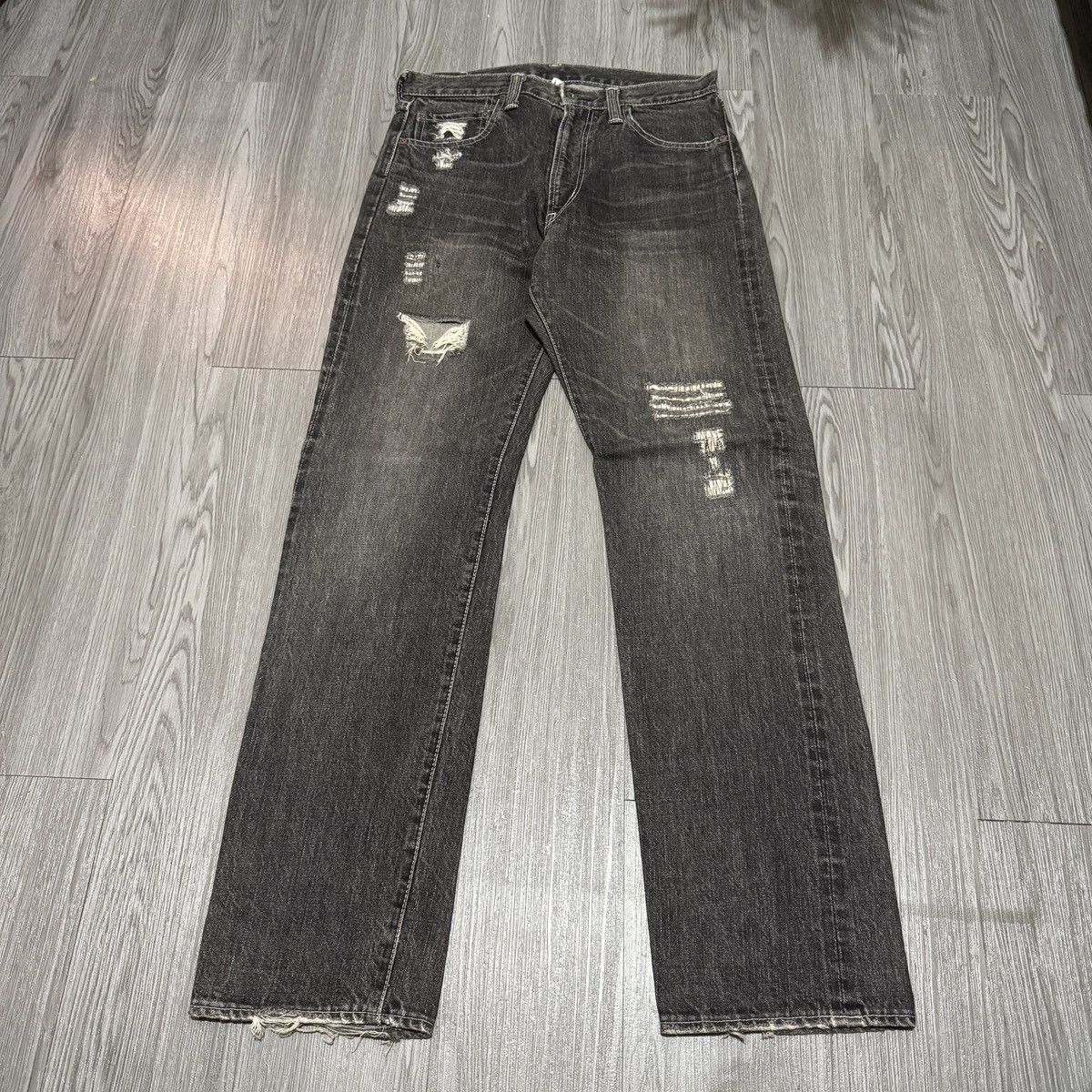 Post Overall Selvedge Ripped Jeans