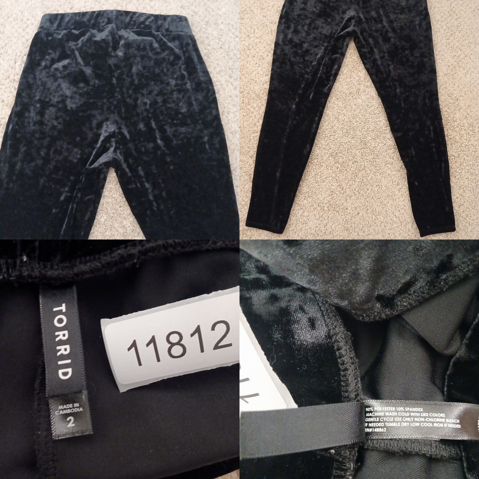 Torrid Torrid Pants Womens Pant Black Velour Ankle Pull On Pockets 30x26 Mid Rise 2 Regular Inseam 26" Size 26" / US 2 / IT 38 - 8 Thumbnail