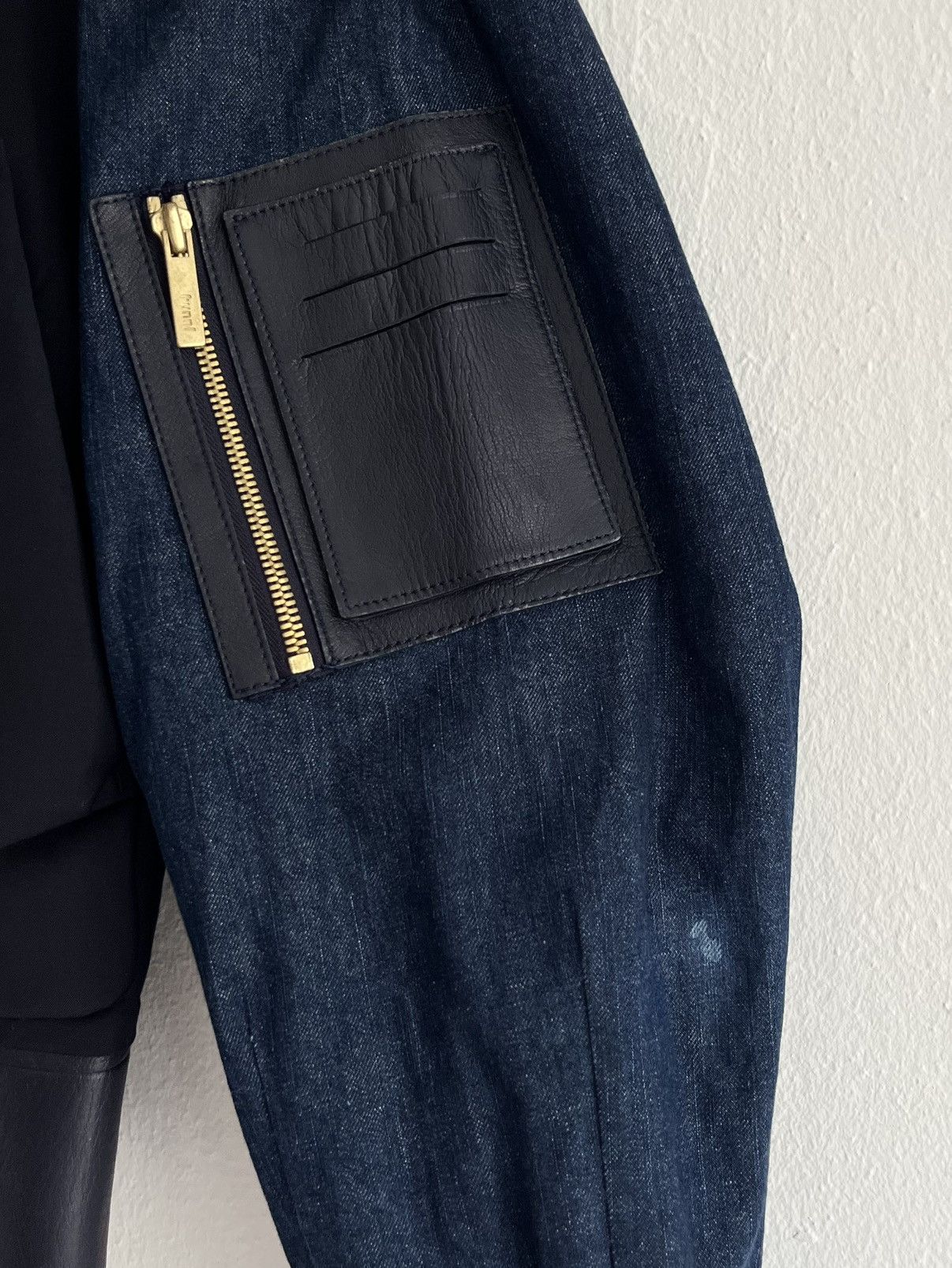 Juun.J Juun.J Leather Accented Navy Bomber Jacket Avant Garde Size US S / EU 44-46 / 1 - 10 Thumbnail