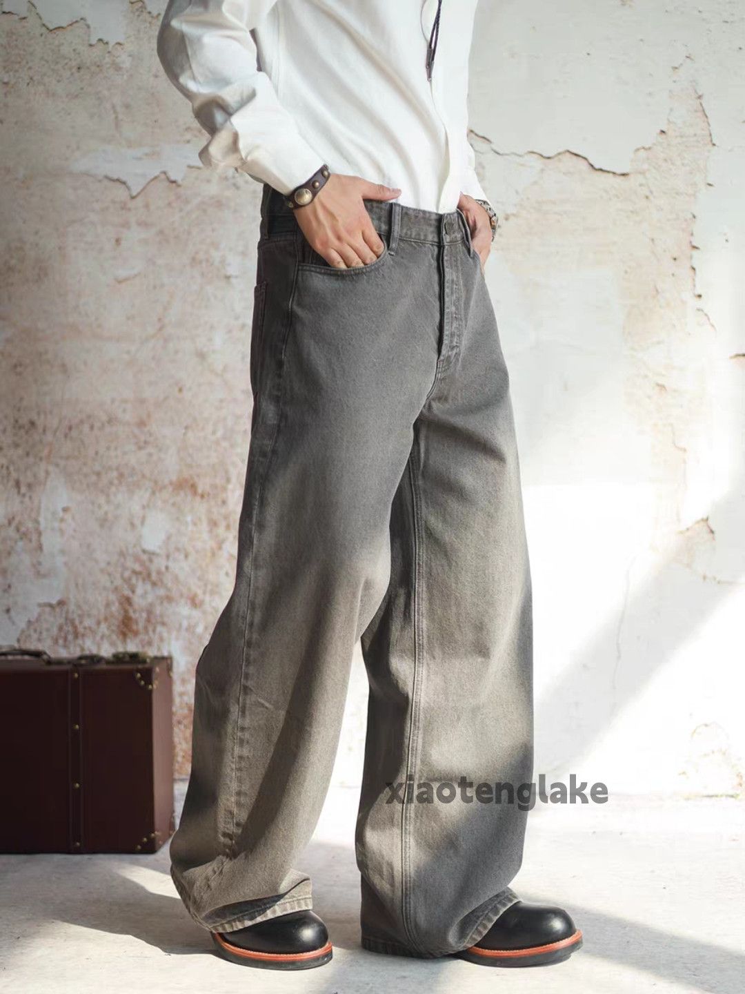 Jean × Vintage washed faded cleanfit skate hiphop loose baggy jeans Size US 34 / EU 50 - 3 Thumbnail