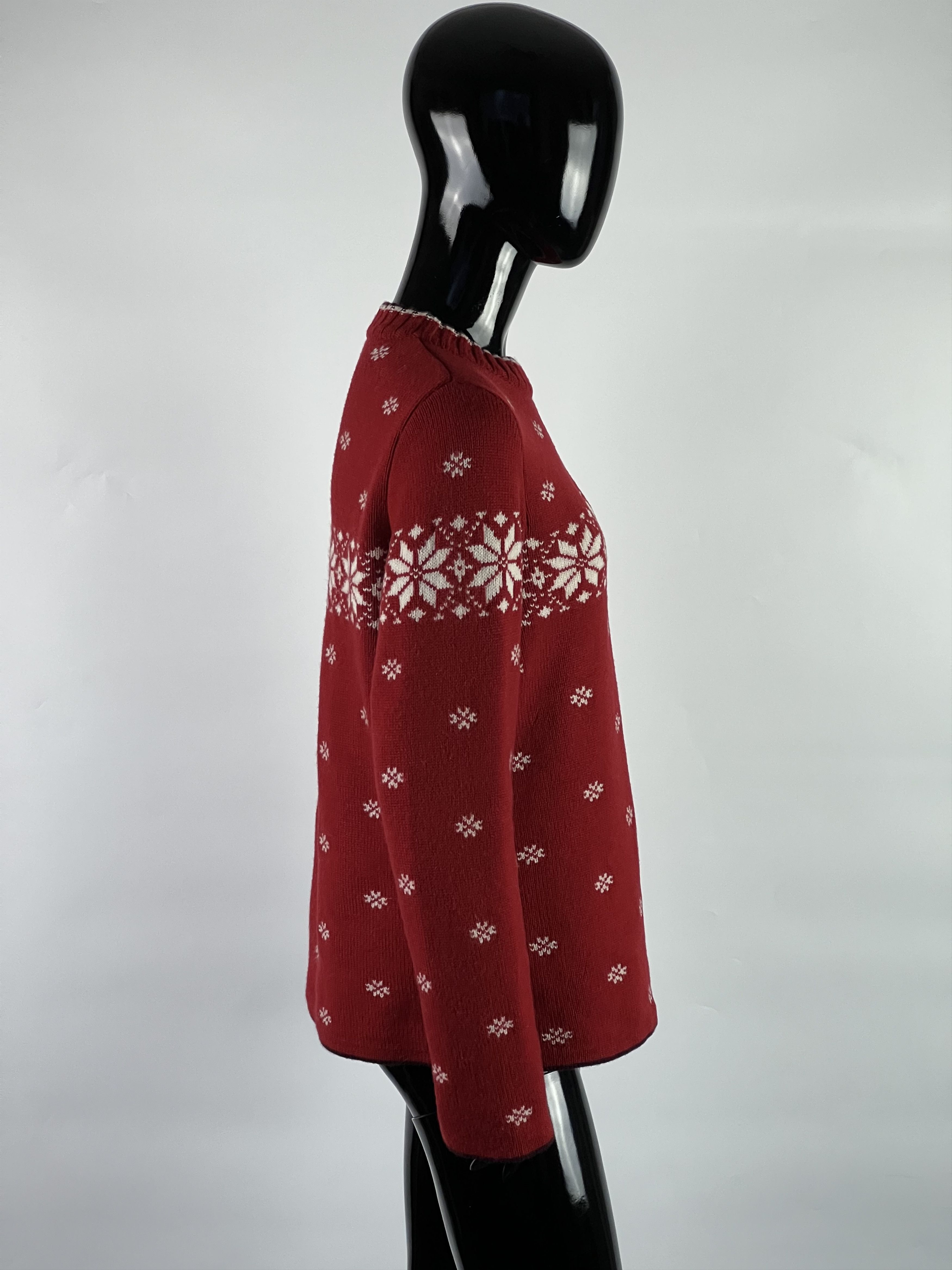 Designer Gössl Women's Red White 100% Wool Sweater Size 38 Size M / US 6-8 / IT 42-44 - 2 Thumbnail
