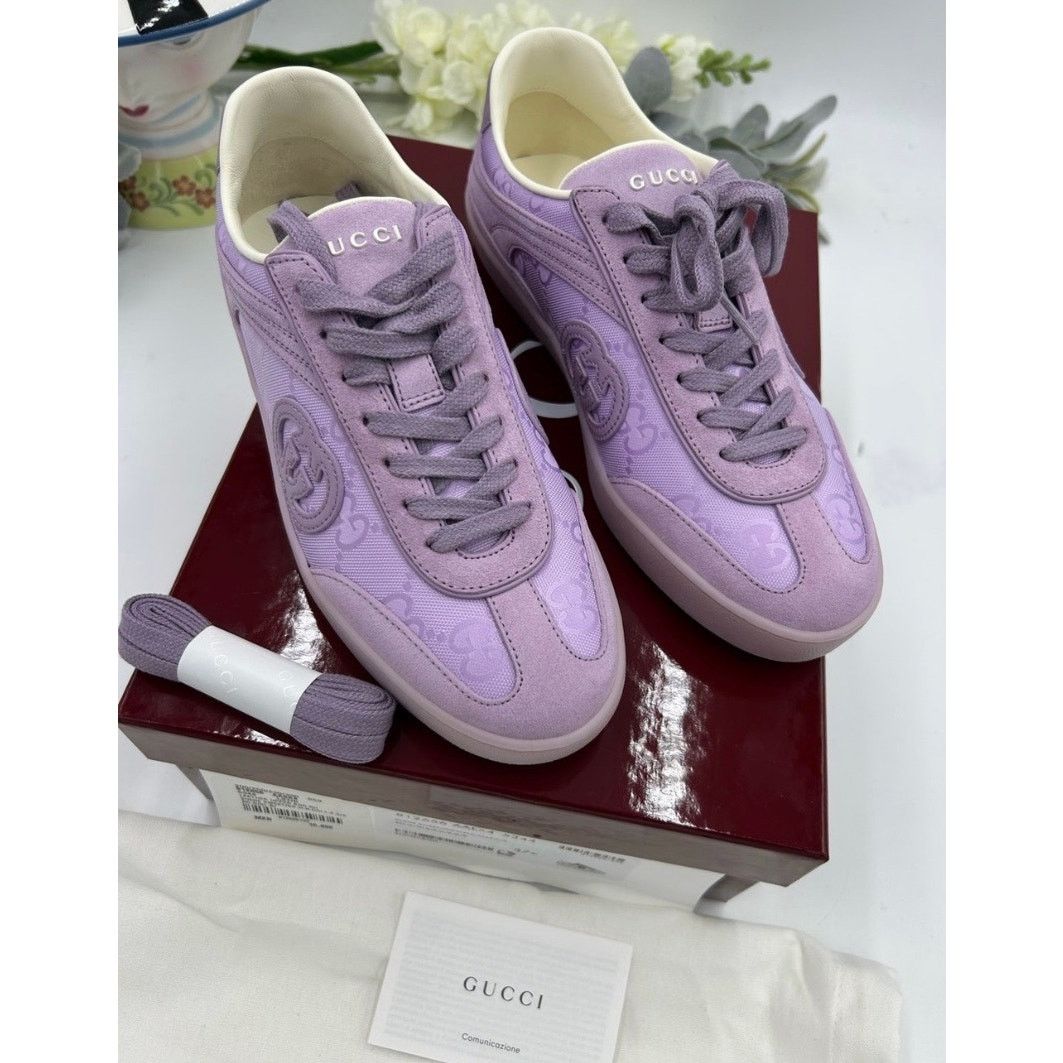 Gucci Gucci G 75 lilac suede sneakers interlocking G size 37.5 Size US 7.5 / IT 37.5 - 5 Thumbnail