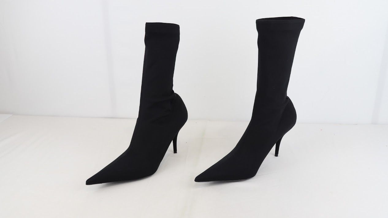 Balenciaga o1rshd1 Tronc.T S.Cuoio Jersey Crepe Boots in Black Size US 11 / IT 41 - 8 Thumbnail
