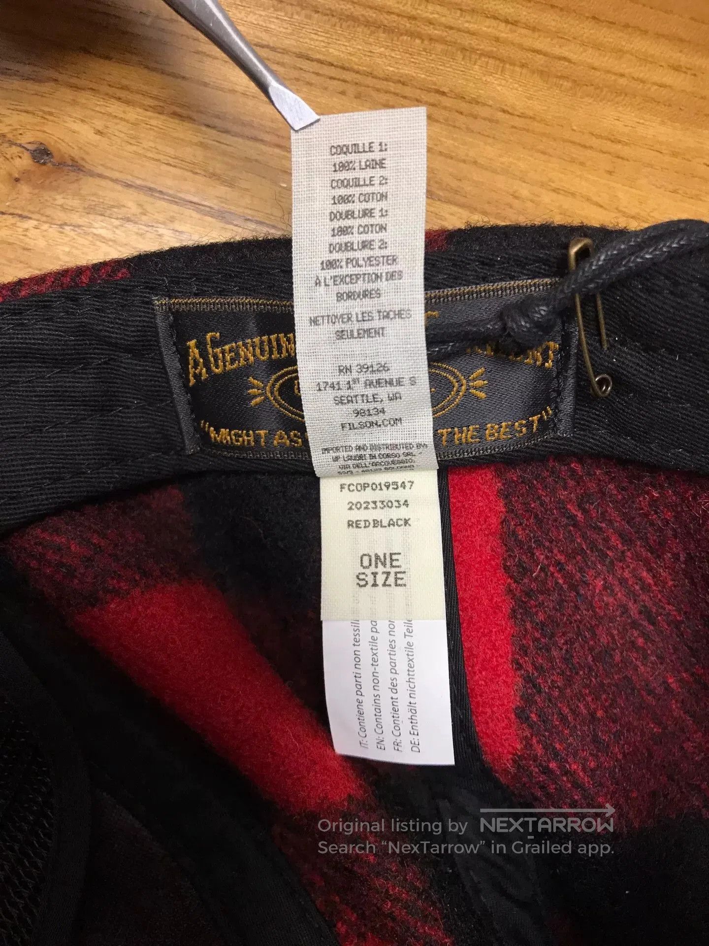 Filson Filson Red Black Plaid Wool Cap. Size ONE SIZE - 9 Thumbnail