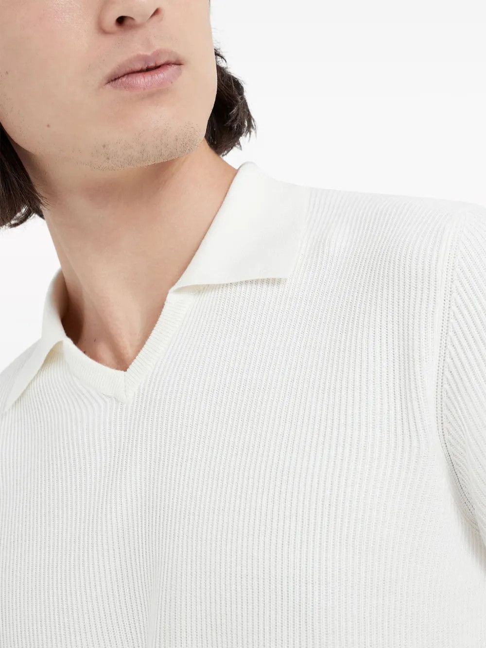 Brunello Cucinelli Polo Sweater in Open White Size US XL / EU 56 / 4 - 4 Thumbnail