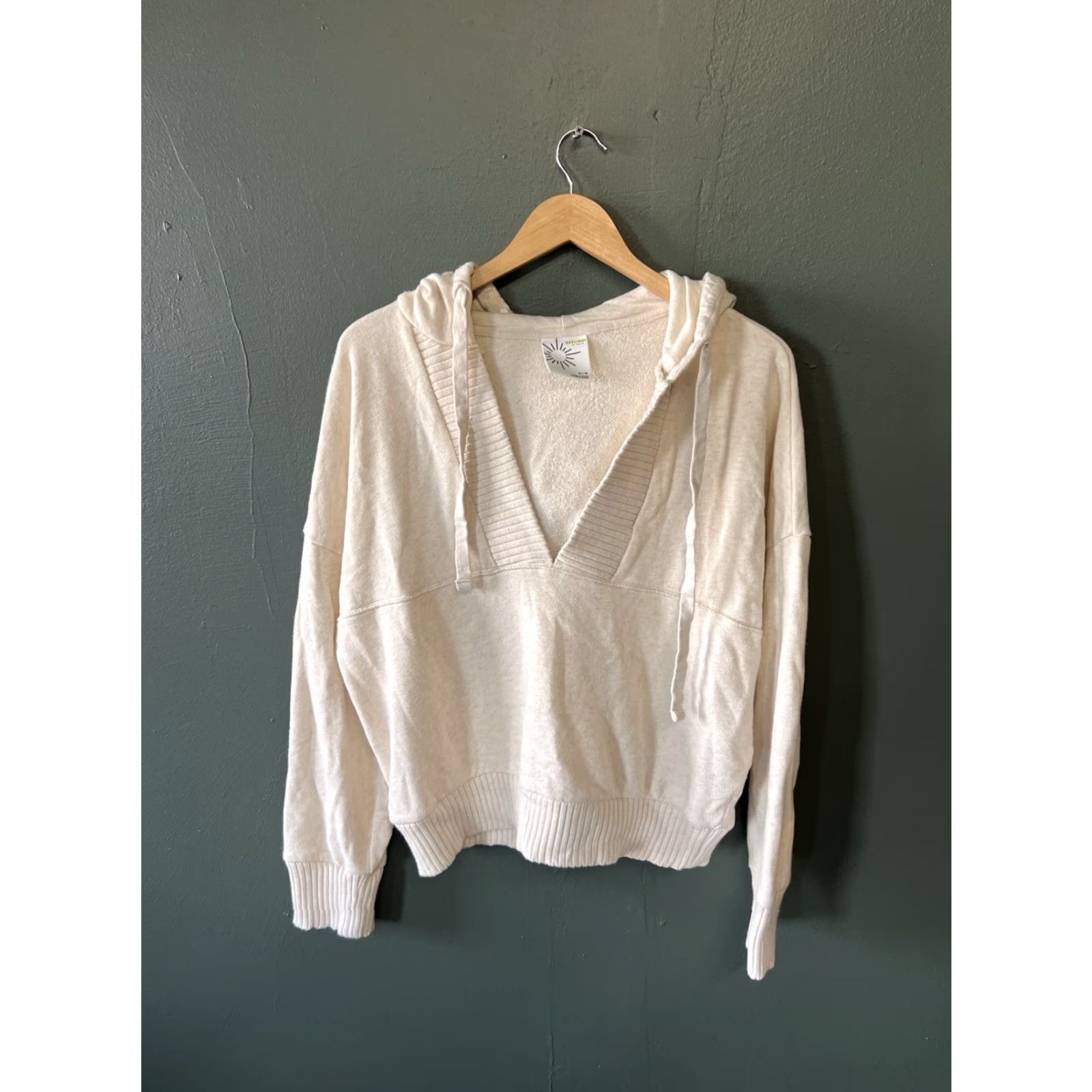 Vintage Aerie Hooded Pullover Sweater V-Neck Womens Ivory Size M Oversized Size M / US 6-8 / IT 42-44 - 2 Thumbnail