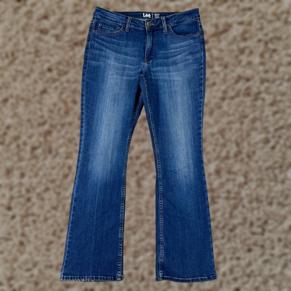 Lee Lee Womens Jeans Bootcut Blue Denim 32 Mid Rise Stretch Casual Southwest style Size 24" / US 00 / IT 34 - 1 Thumbnail