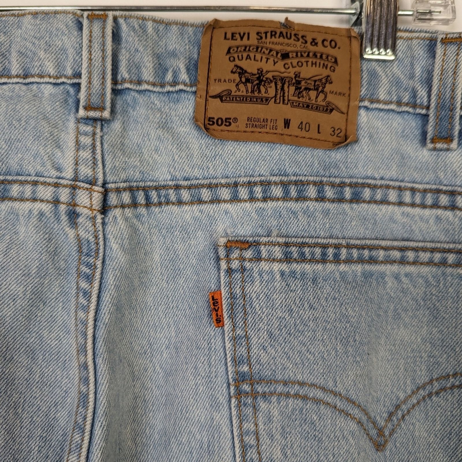 Levi's Vintage Levi's 505 Orange Tab Straight Leg Jeans 40 x 32 Size US 40 / EU 56 - 5 Thumbnail