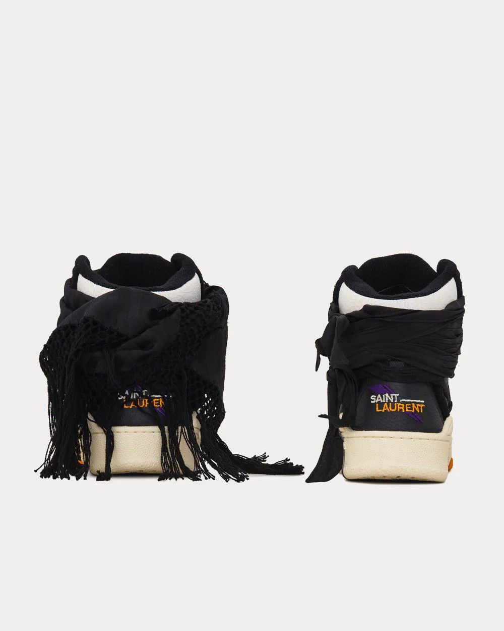 Saint Laurent Paris o1y0325 Logo Hi-Top Sneakers in Black Size US 8 / EU 41 - 4 Thumbnail