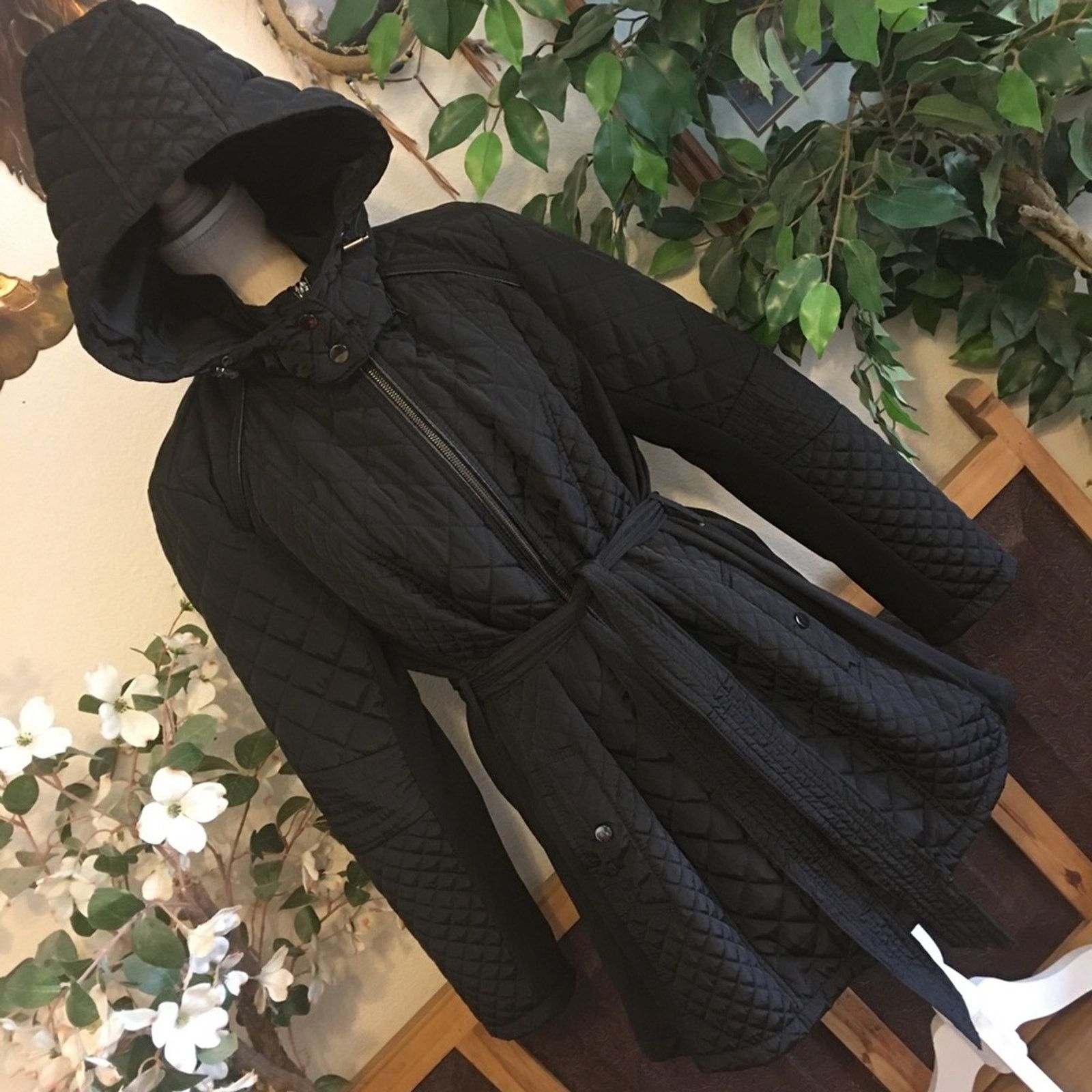 Other Sebby black quilted zipper hood belted jacket NWT Size XXL / US 16-18 / IT 52-54 - 4 Thumbnail