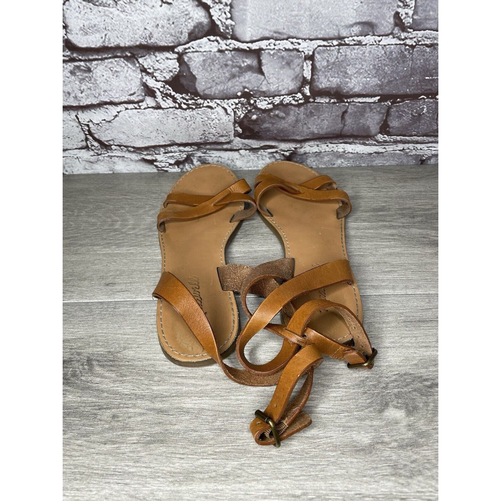 Madewell Madewell Brown Leather Casual Ankle Strap Flat Sandals Women Size US 7.5 / IT 37.5 - 3 Thumbnail