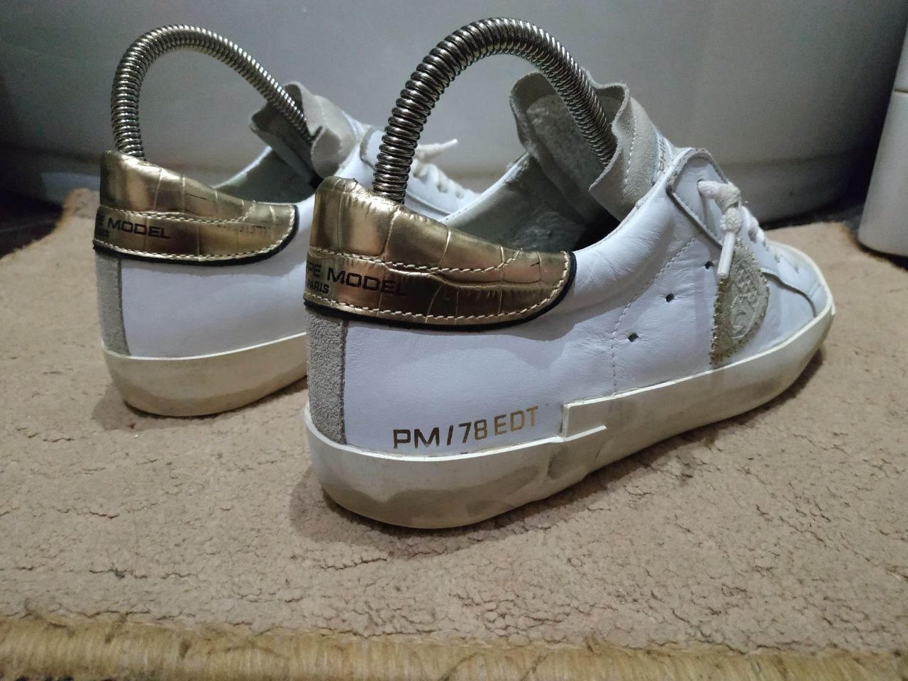 Philippe Model Philippe Model PRHX/78 EDT White Gold Leather Sneakers 38 Size US 7.5 / IT 37.5 - 6 Thumbnail
