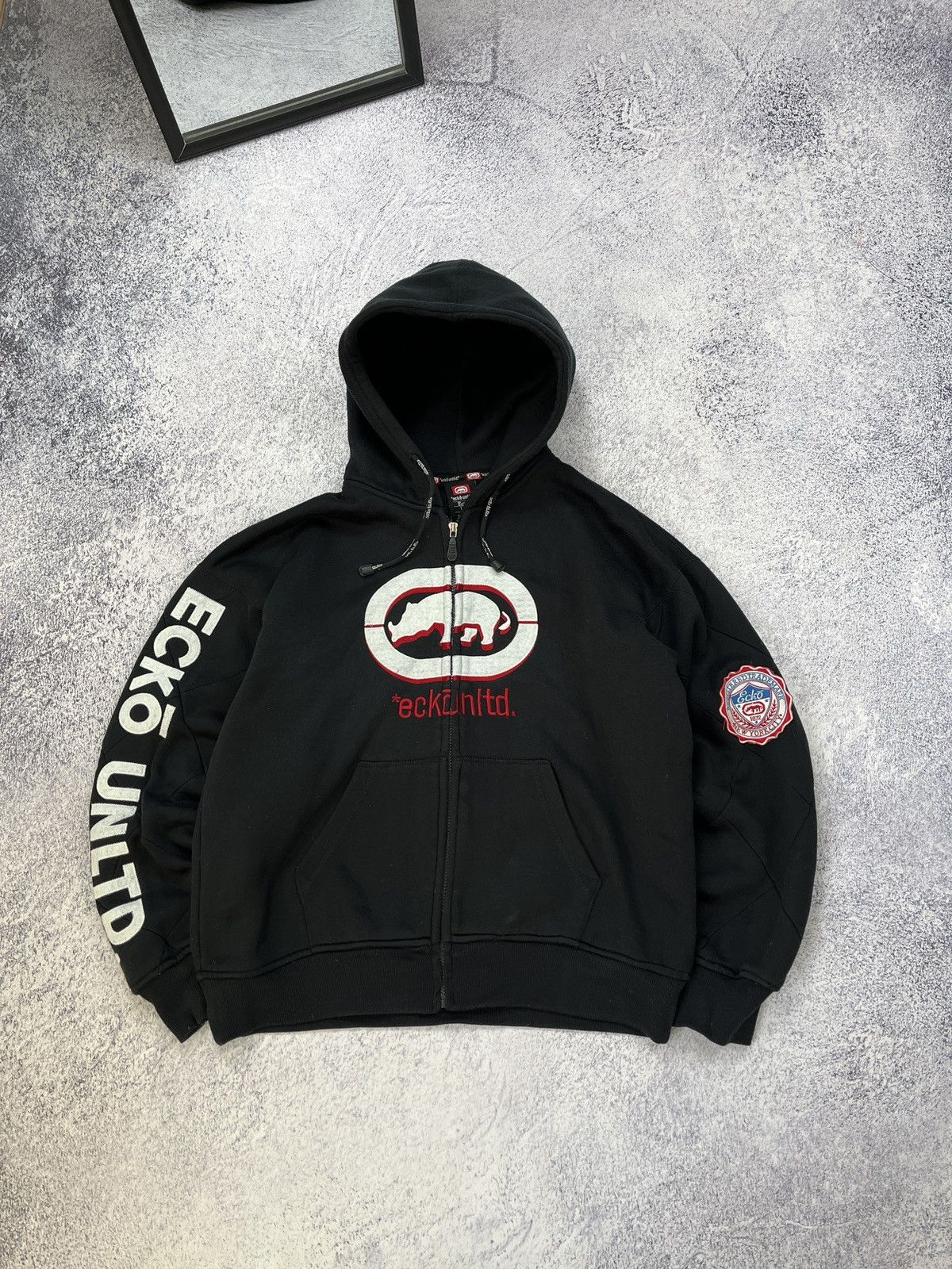 Ecko Unltd. × Vintage Vintage 00s Ecko Unltd Big Logo Embroidered Baggy Zip Hoodie Size US S / EU 44-46 / 1 - 1 Thumbnail