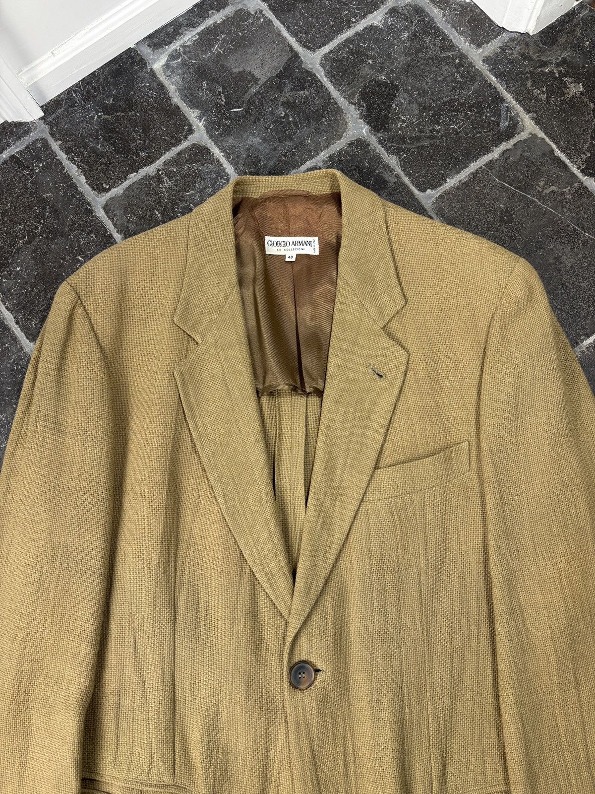 Giorgio Armani 90s Giorgio Armani Linen Jacket Vintage Le Collezioni Blazer Size 40R - 3 Thumbnail
