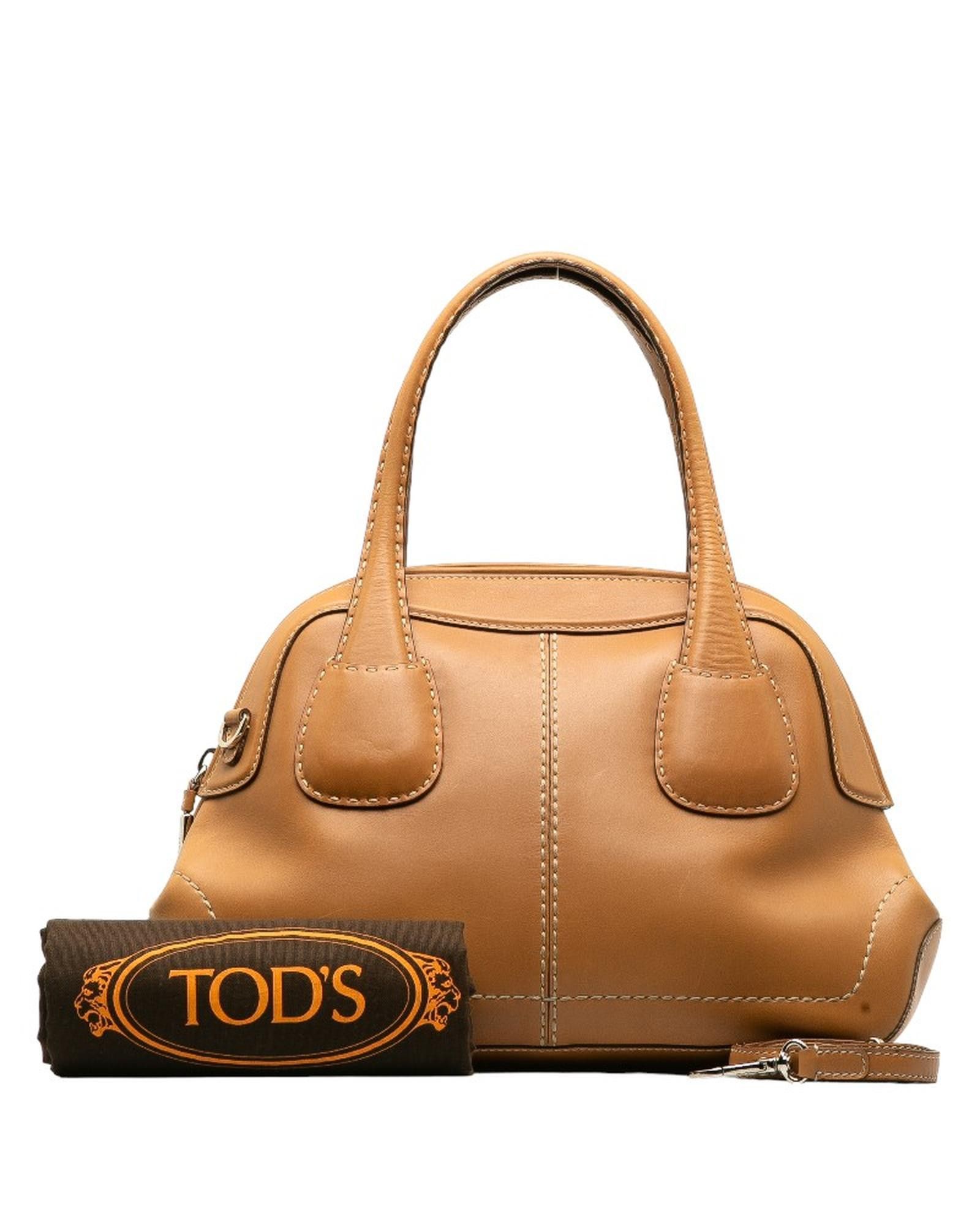 image of Tods Leather D-Style Handbag In Brown, Women's