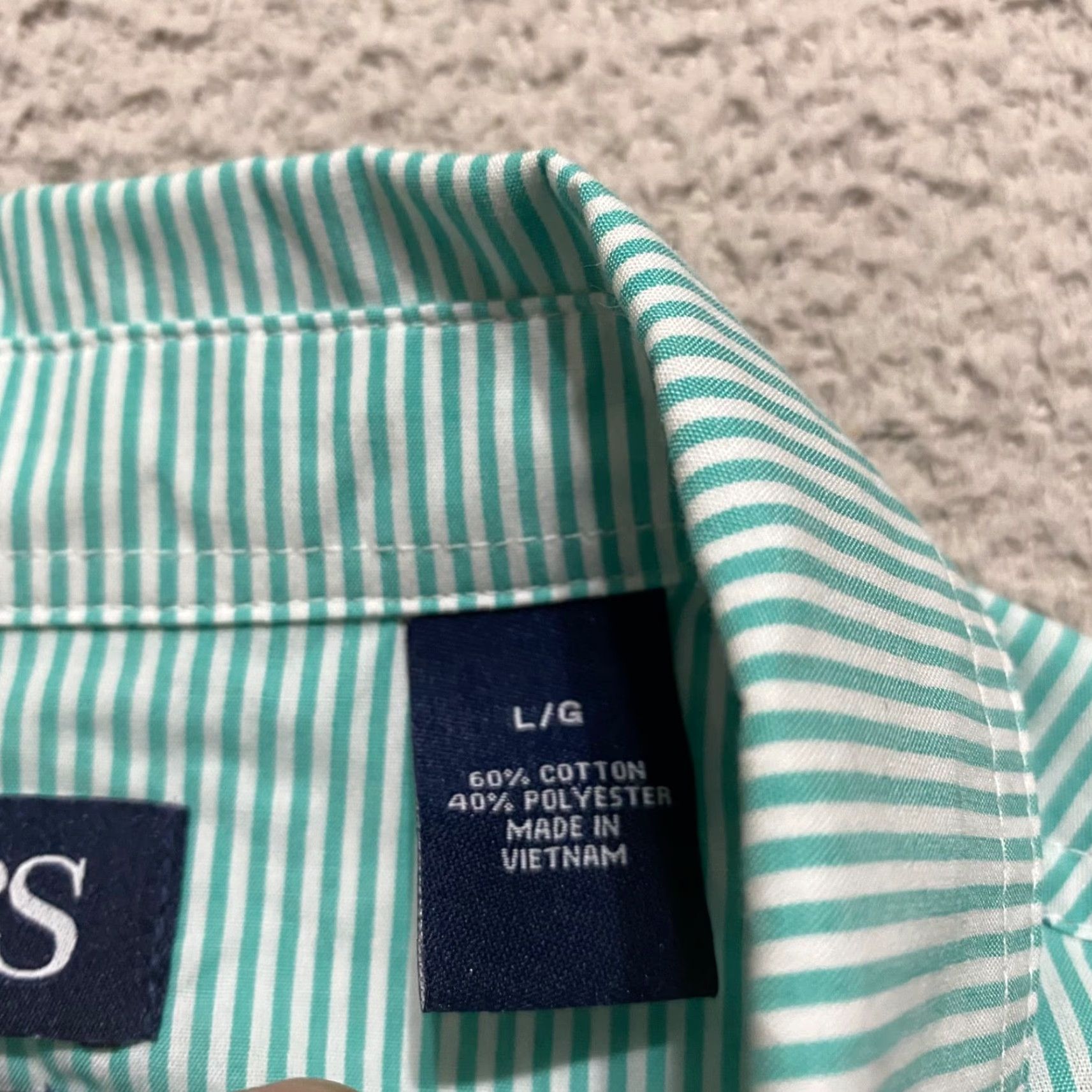 Chaps Chaps Mens Shirt Green Striped Tropical Button-Down Easy Care Shirt Adult Large Nike Size US L / EU 52-54 / 3 - 7 Thumbnail
