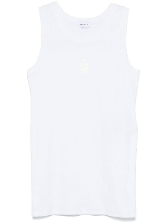 ALEXANDER MCQUEEN｜ (828420 QTADD 0909) Men's McQueen-T-Shirt in White | Alexander McQueen US