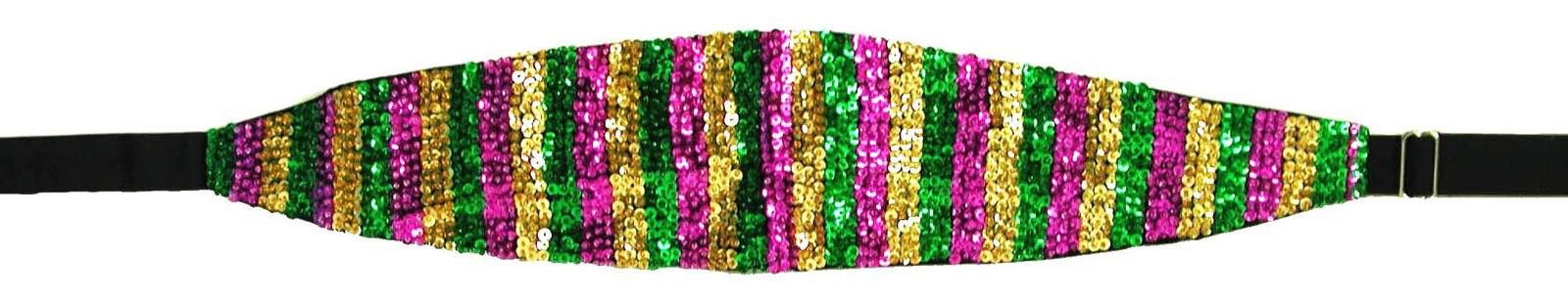 Designer Sequin Cummerbund Belt Mardigras Lines Size ONE SIZE - 1 Preview