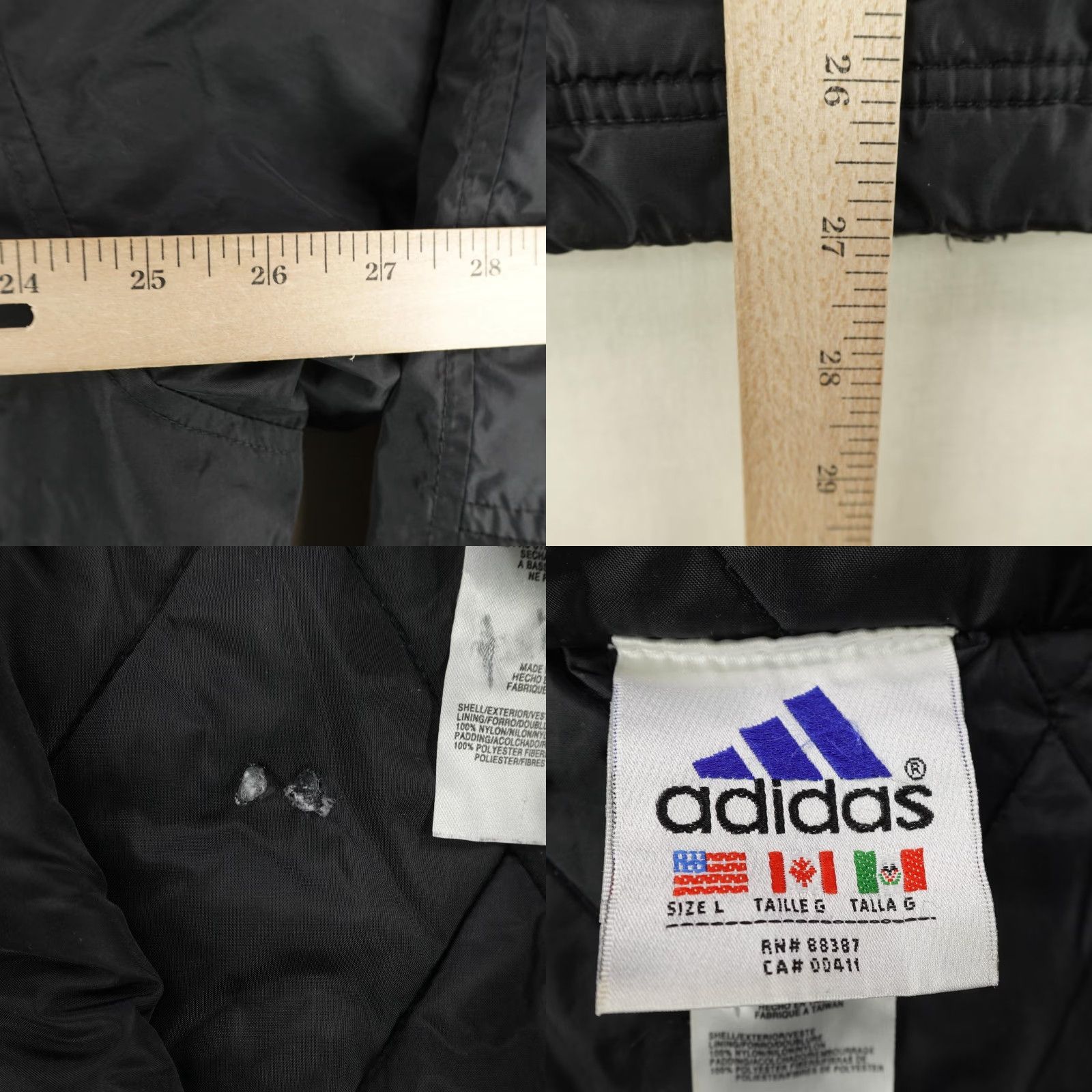 Adidas Vintage adidas Jacket Mens Large Black Hooded Quilted Windbreaker 90s Coat Nylon Size US L / EU 52-54 / 3 - 8 Thumbnail