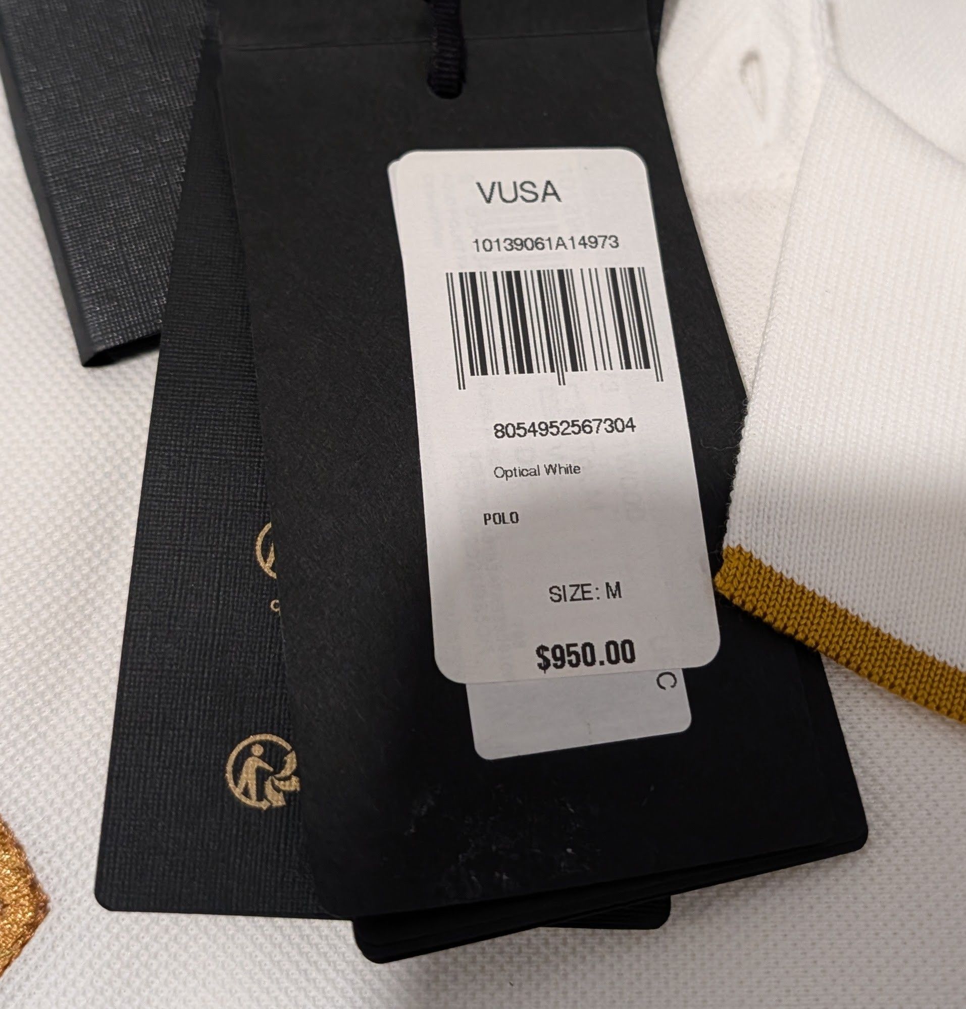 Versace VERSACE Barocco Crest Polo Shirt White/Gold Medium Size US M / EU 48-50 / 2 - 9 Thumbnail