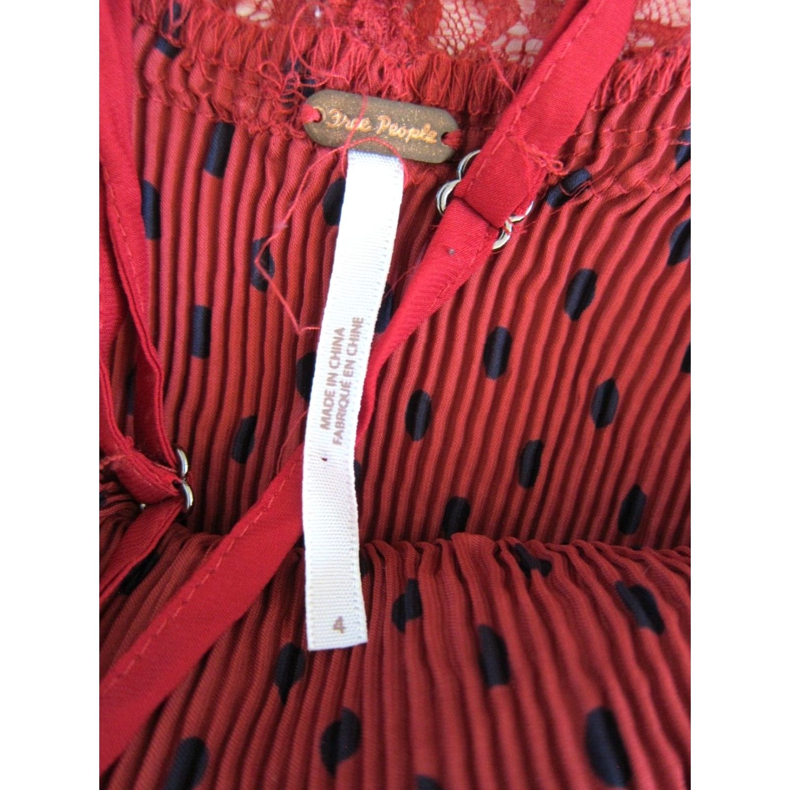 Free People Free People Lingerie Dress Polka Dot Red Spaghetti Strap Ruched Midi Dress Size 4 Womens Size S / US 4 / IT 40 - 4 Thumbnail
