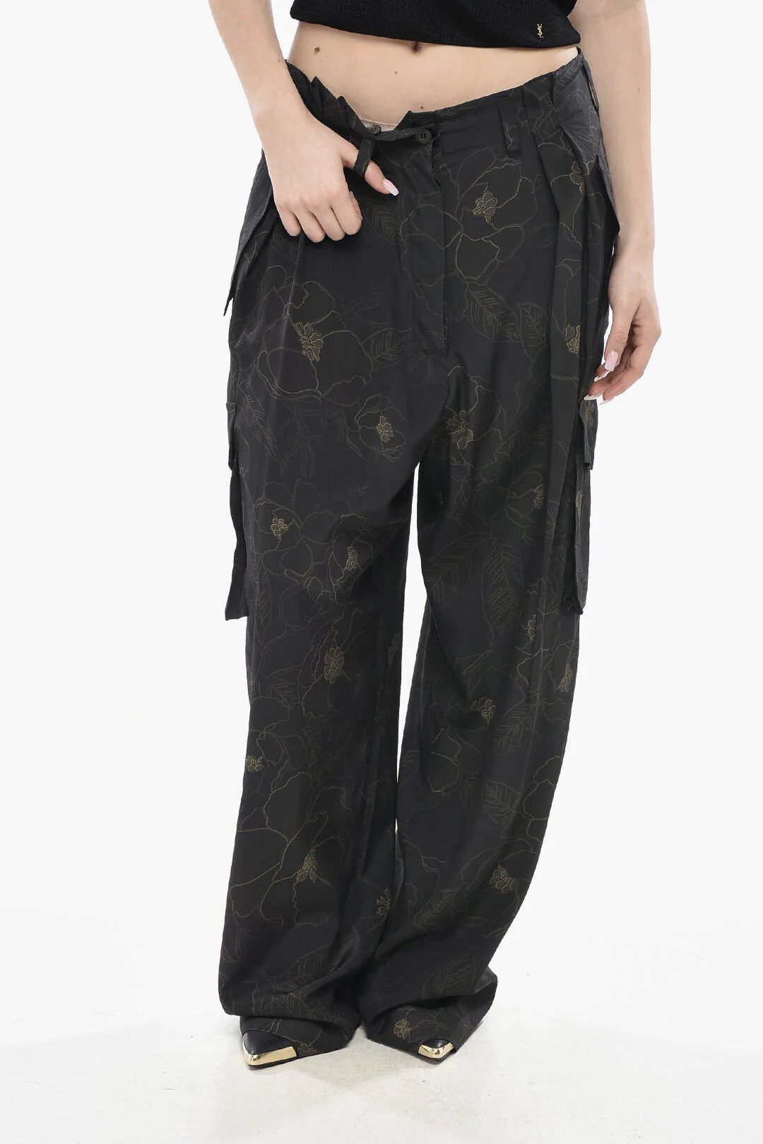 Dries Van Noten og1mm0426 Silk Cargo Pant in Black Size 28" / US 6 / IT 42 - 1 Thumbnail