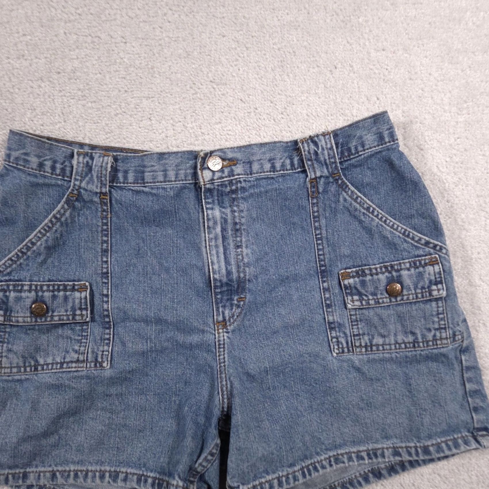 Vintage Riders Denim Cargo Shorts Womens 16 Blue Utility Pockets Mom Fit High Rise Casual Size 38" / US 16 / IT 52 - 4 Thumbnail