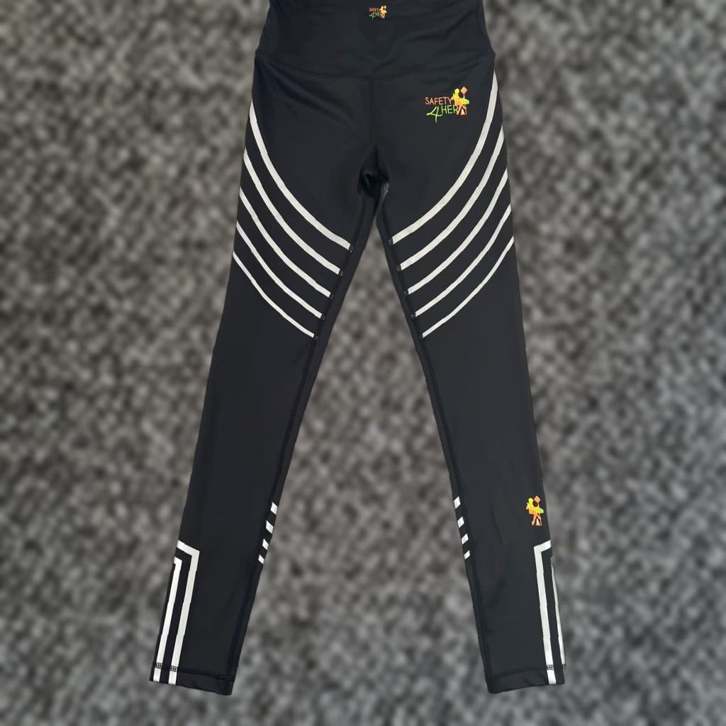 Comfortable Black Leggings for Women Medium Solid Knit Sports Theme Elastic Waist