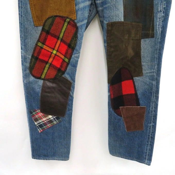 Junya Watanabe Denim Zipper Wide Pattern Patch Work Pants Cotton Indigo Size US 32 / EU 48 - 3 Thumbnail