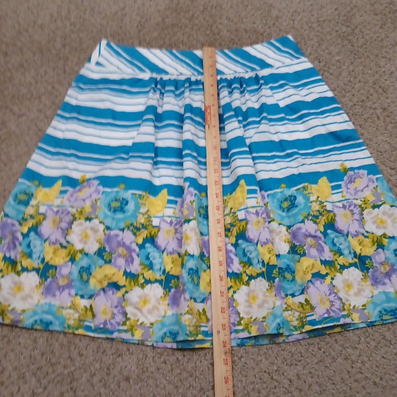 Talbots Talbots Skirt A-Line Women Knee Length Cotton Blue Floral 12 Zip Lined Size 34" / US 12 / IT 48 - 4 Thumbnail