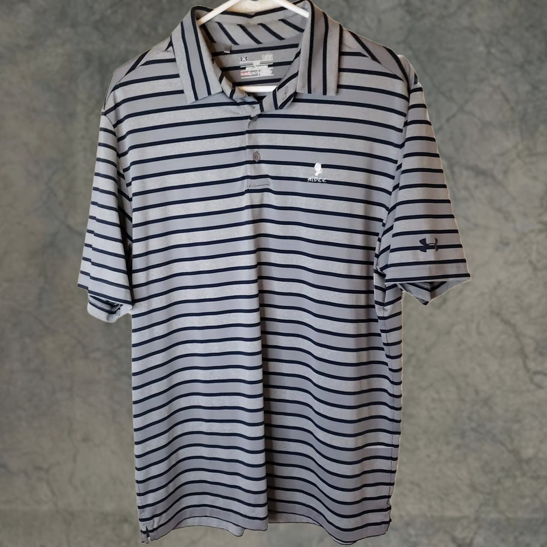 Under Armour Under Armour Heatgear Polo Shirt Mens L Gray Black Striped Golf Short Sleeve Loose Fit Breathable Moisture Wicking Size US L / EU 52-54 / 3 - 1 Thumbnail