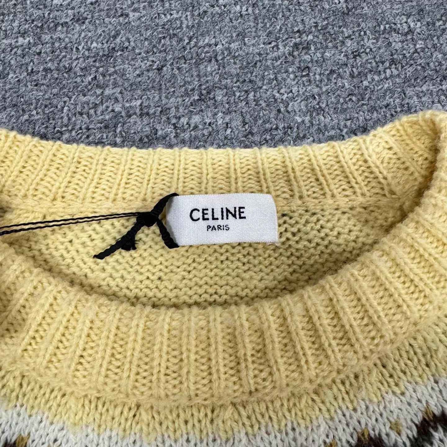 Celine Celine Fair Isle Yellow Crewneck Short Sweater Size M / US 6-8 / IT 42-44 - 6 Thumbnail