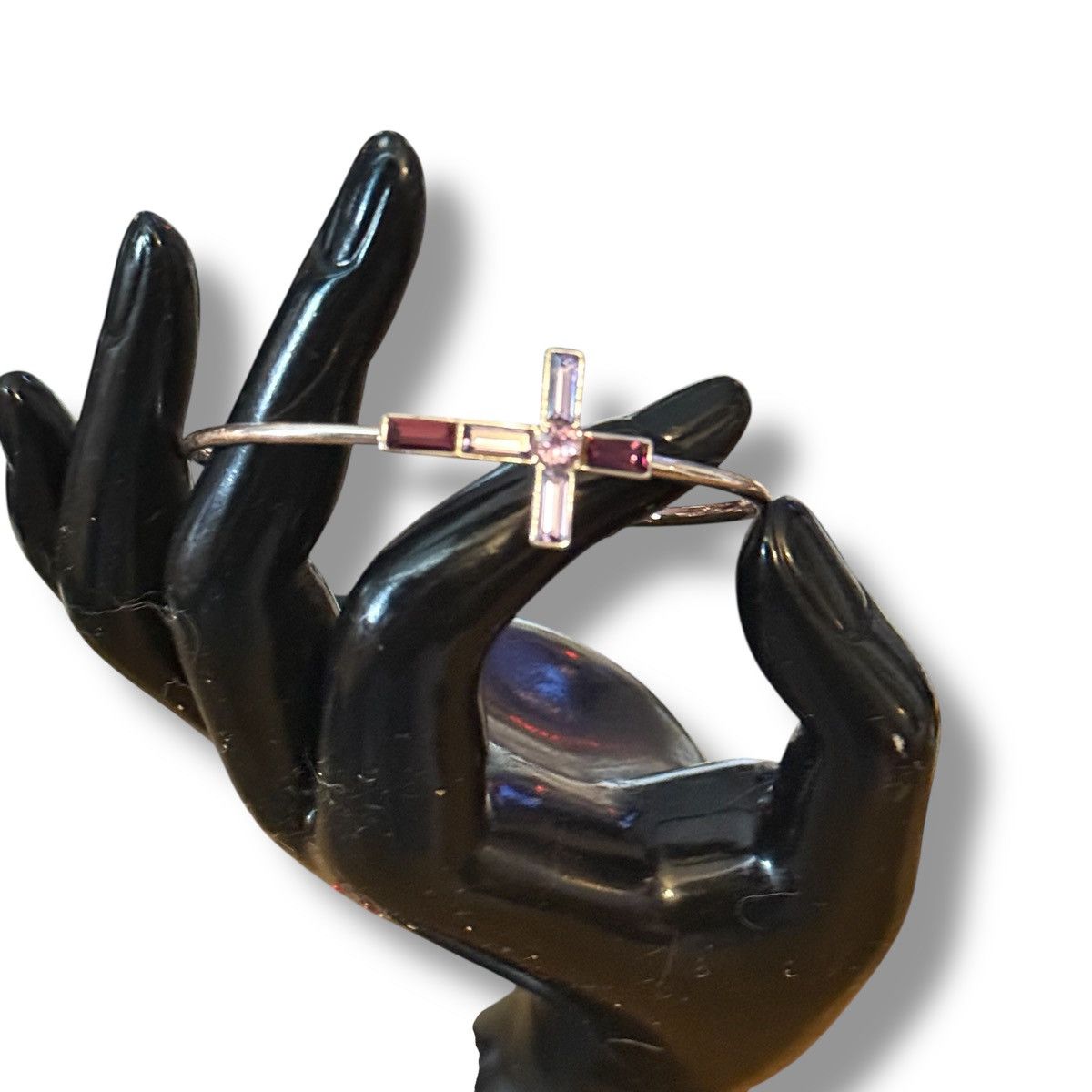 Other Silver tone purple rhinestone cross cuff bracelet Size ONE SIZE - 2 Thumbnail
