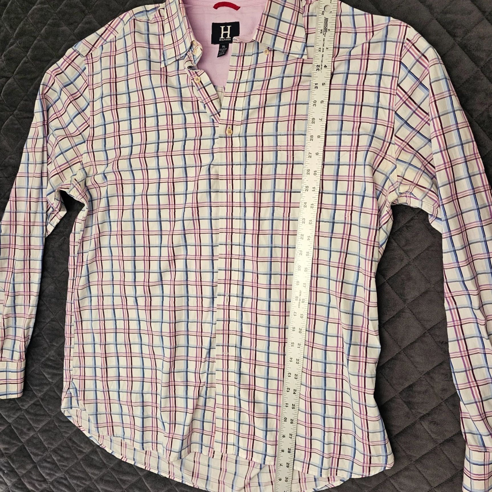 Tommy Hilfiger VINTAGE Tommy Hilfiger Shirt Button-Down Plaid Long Sleeve Men's XL White 2 Ply Cotton Logo Size US XL / EU 56 / 4 - 4 Thumbnail