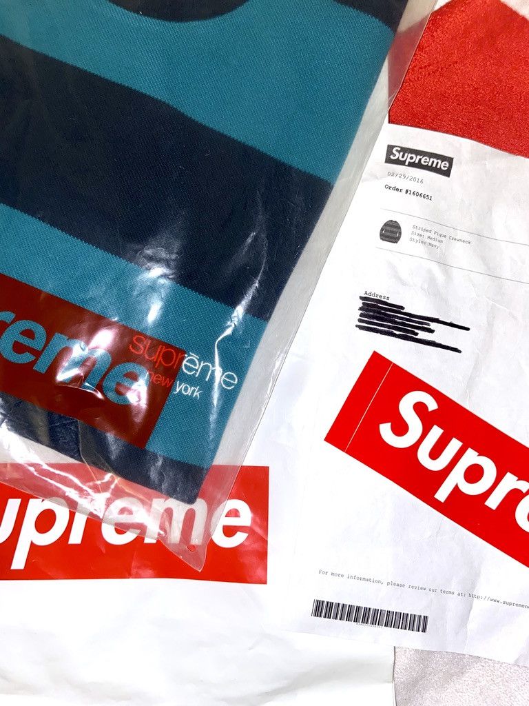 Supreme Supreme Striped Pique Crewneck Navy - M Size US M / EU 48-50 / 2 - 4 Thumbnail