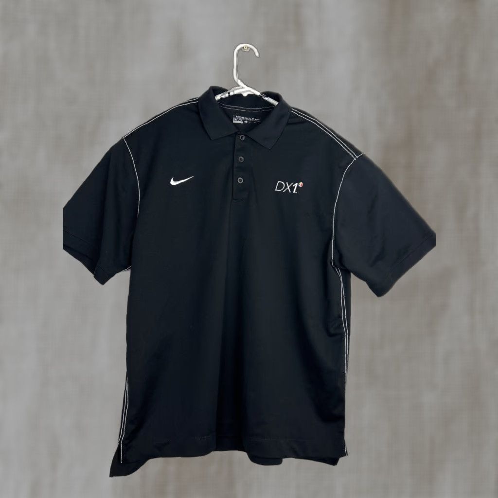 Nike Nike Golf DRI-FIT Mens XL Black Polo Embroidered DX1 Logo Sleeve 90s? Size US XL / EU 56 / 4 - 1 Thumbnail
