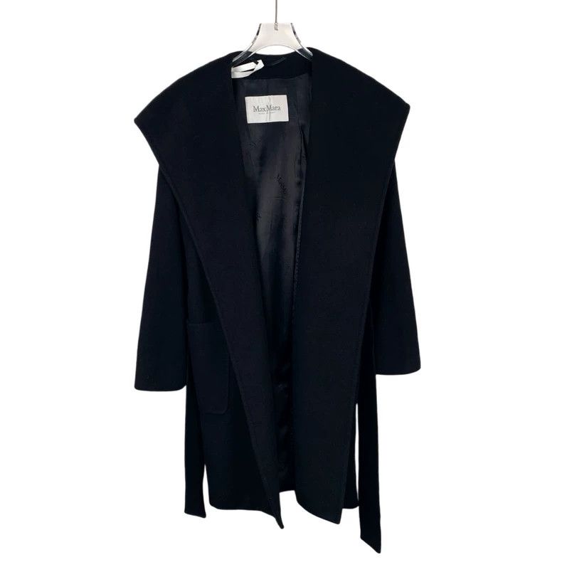 Max Mara Max Mara Black lapel hooded belt cashmere coat Size M / US 6-8 / IT 42-44 - 1 Thumbnail