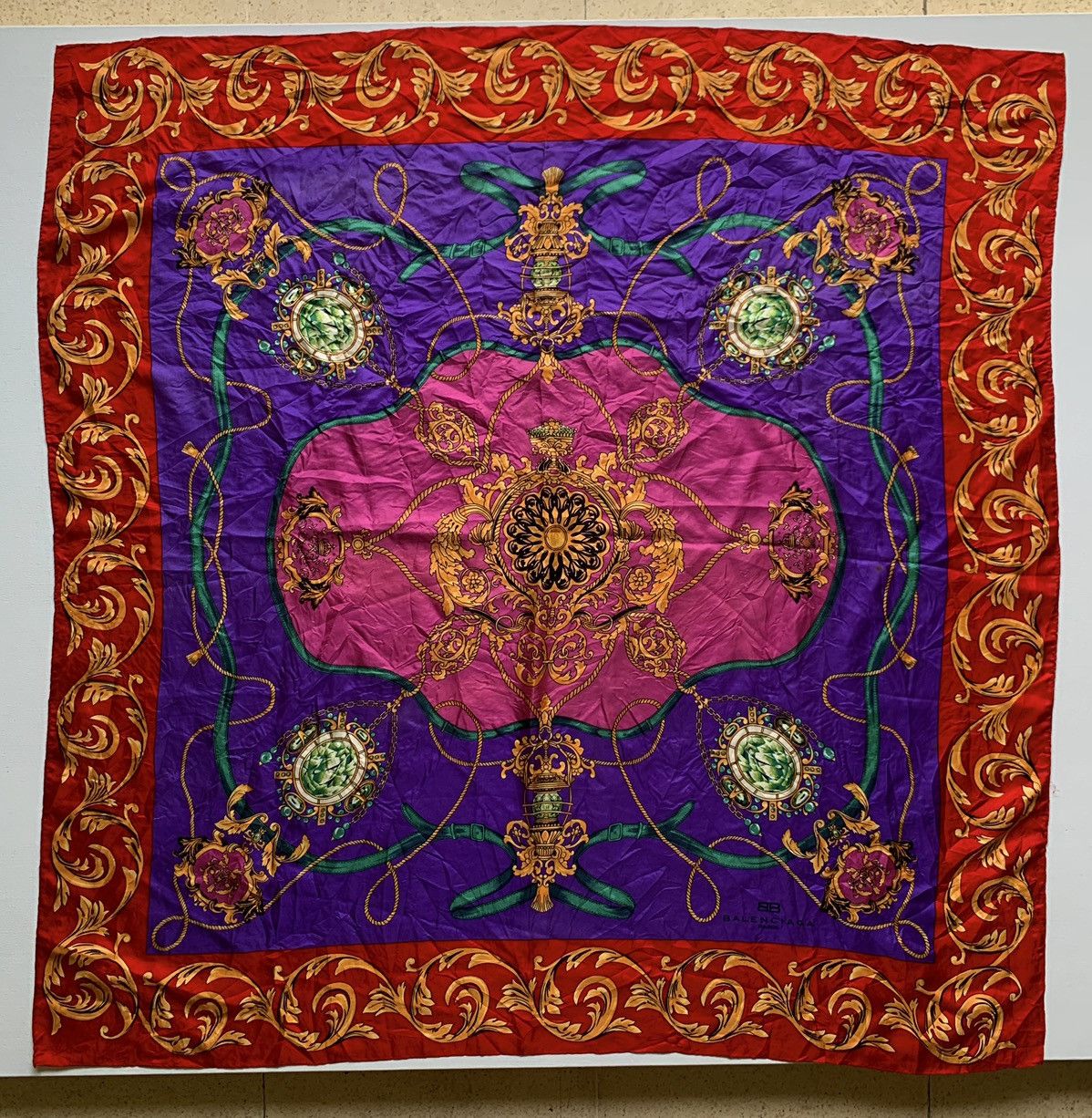 Balenciaga Vintage Balenciaga 34.4 x 34.4 Inches silk scarf Size ONE SIZE - 1 Thumbnail